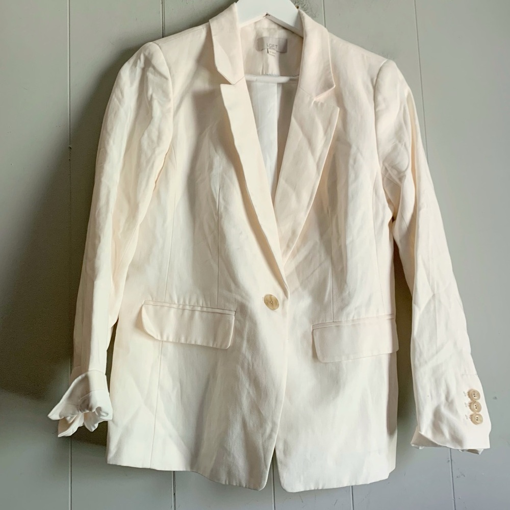 LOFT Ann Taylor Ivory Blazer Jacket 6 P